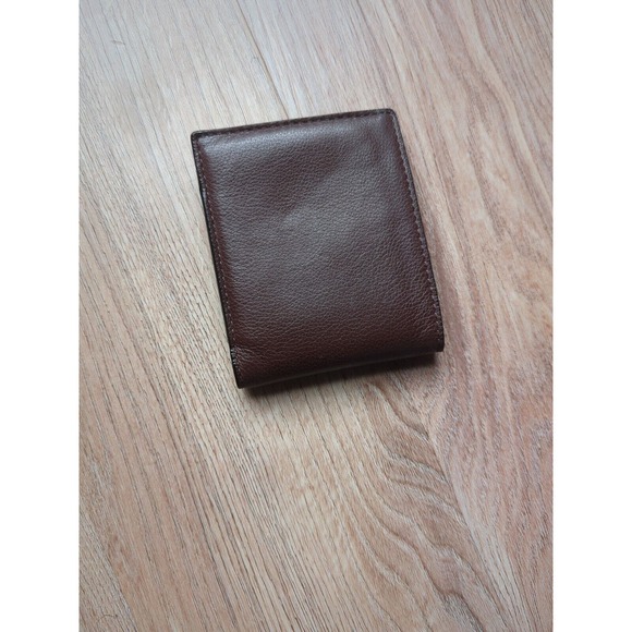 Coach Bi-Fold Pebbled Leather Mens Wallet Dark Saddle Brown - Picture 6 of 10